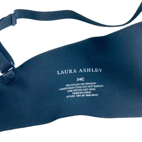 Laura Ashley Black Smooth Underwire Padded Push Up Bra 34C - Picture 2 of 4